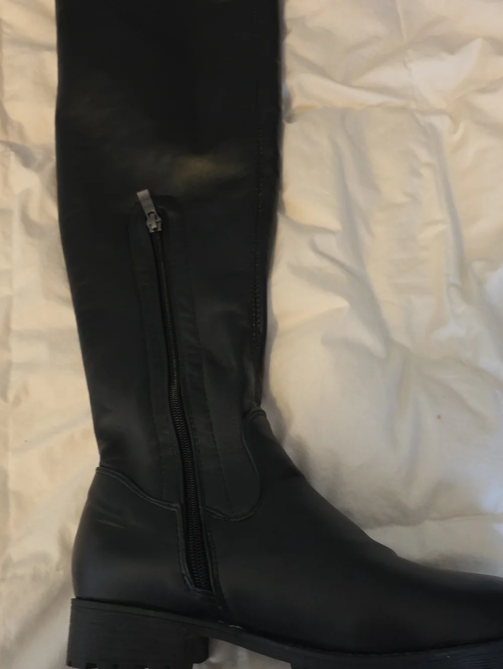 Like New Women's Black Thigh High Low Heel Boots